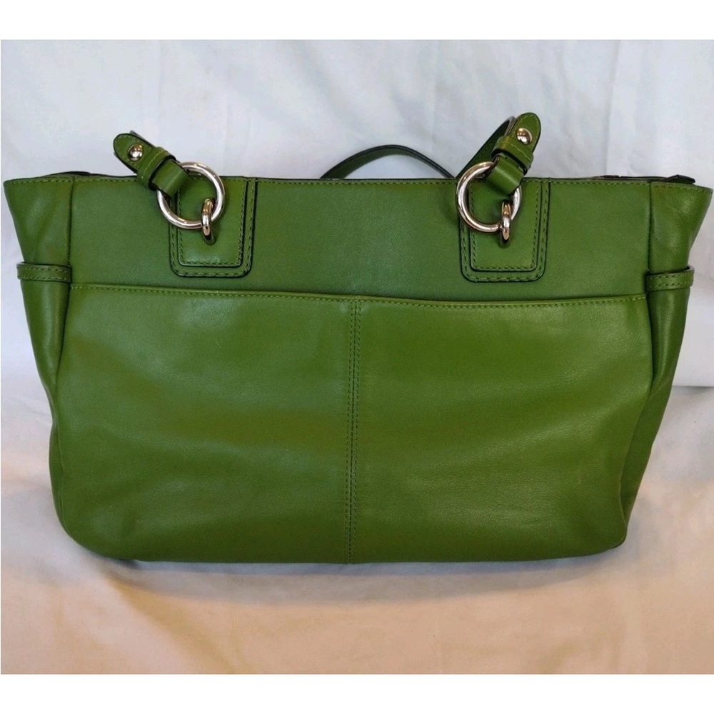 ☘️Coach Vibrant VINTAGE Gorgeous  Green LeatherTote Arm Candy - Picture 4 of 16